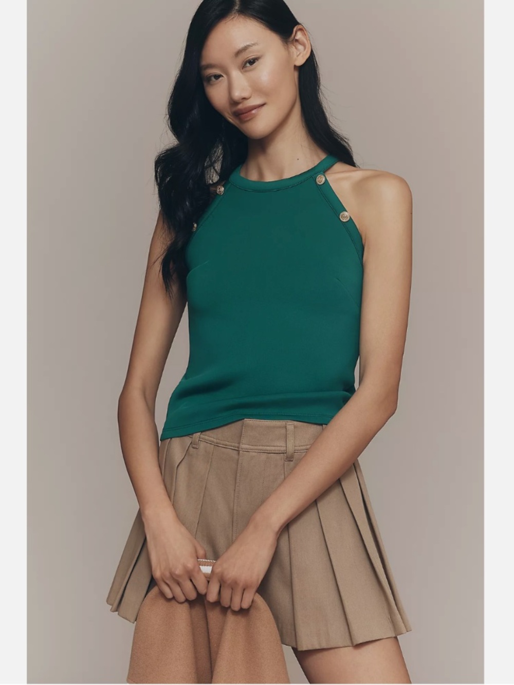 NWT ANTHROPOLOGIE MAEVE HIGH-NECK BUTTON TANK